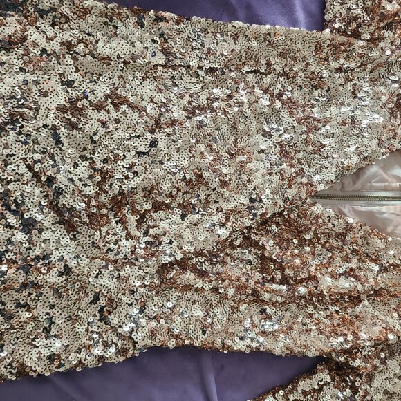 SEQUINS SZ 6 FRENCH CONNECTION ALEXIS SAMANTHA ROS GOLD SEQUIN PARTY DRESS XMAS - Picture 6 of 10